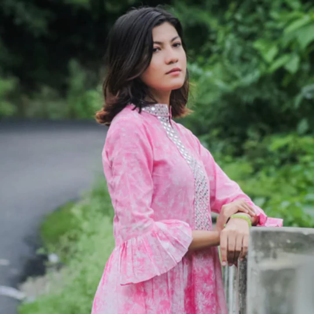 BLOCK PRINTED PLEATED SHIRT