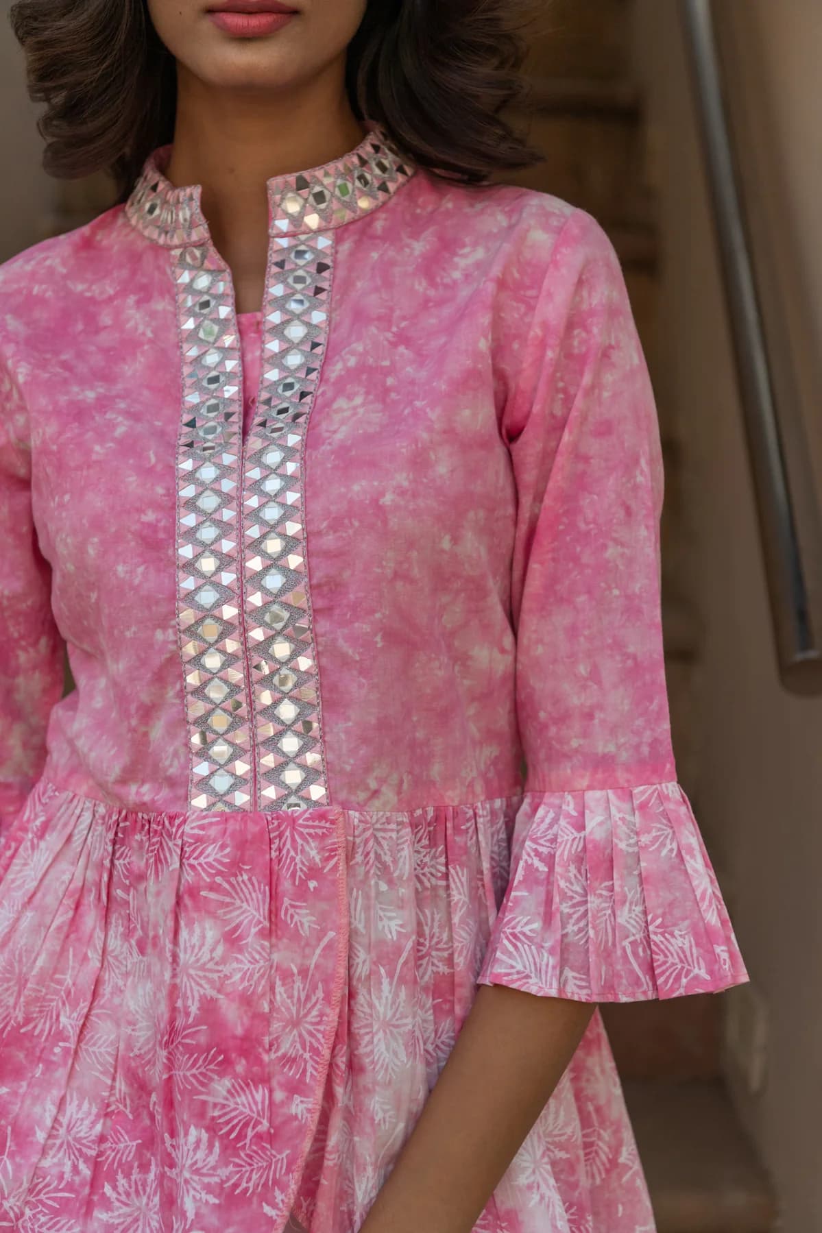 BLOCK PRINTED PLEATED SHIRT