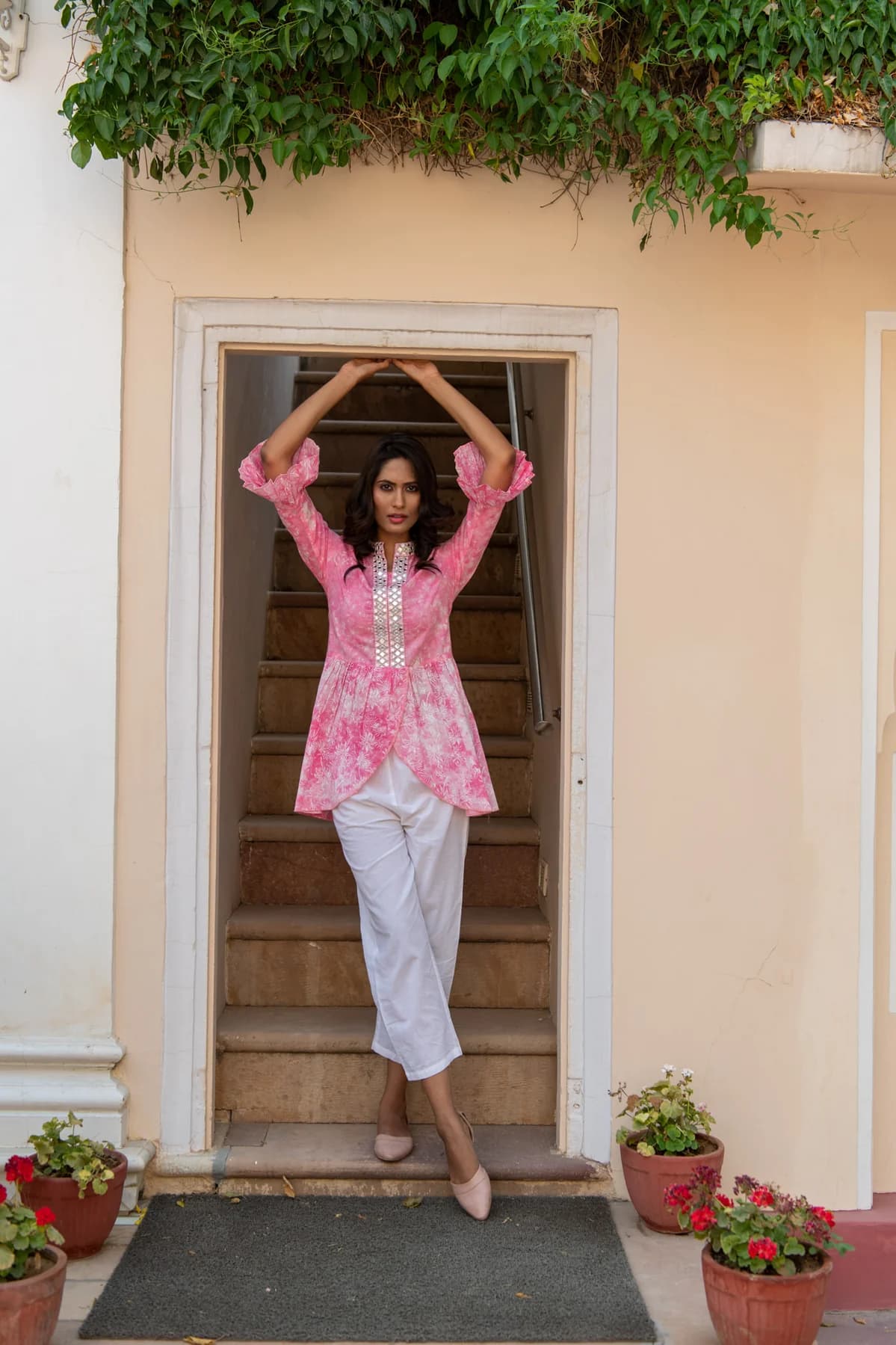 BLOCK PRINTED PLEATED SHIRT
