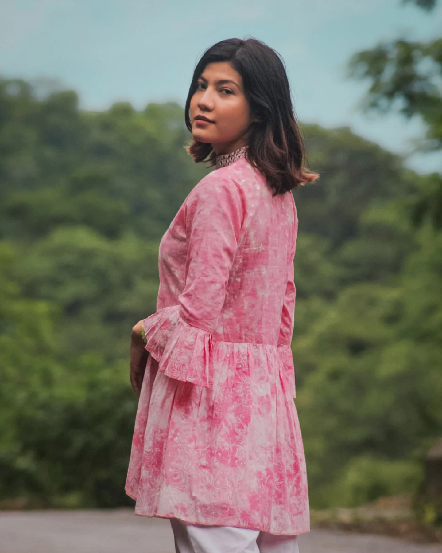 BLOCK PRINTED PLEATED SHIRT