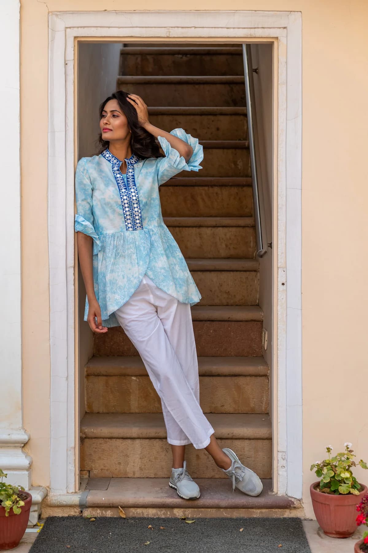 BLOCK PRINTED PLEATED SHIRT