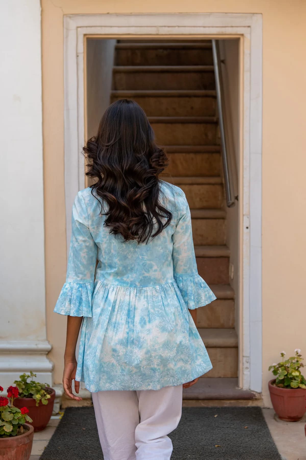 BLOCK PRINTED PLEATED SHIRT