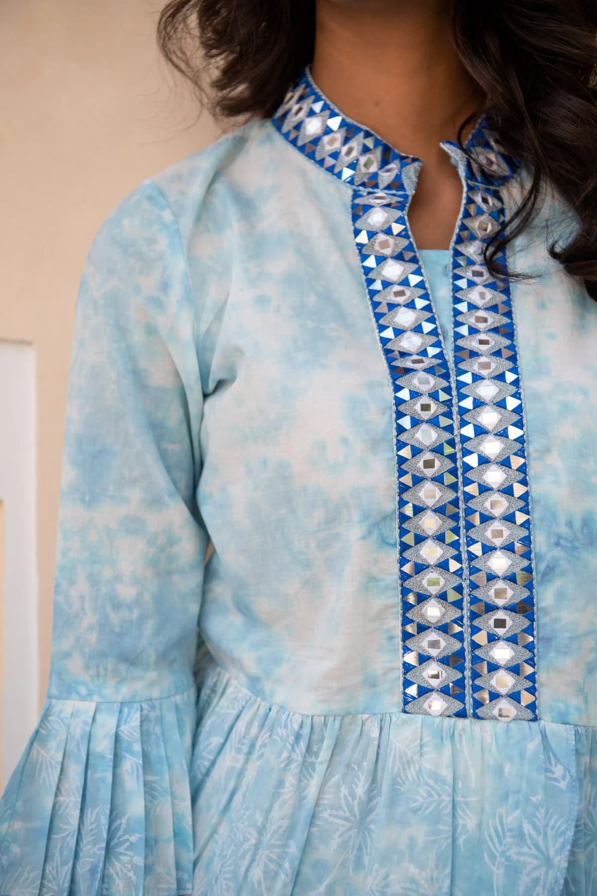BLOCK PRINTED PLEATED SHIRT
