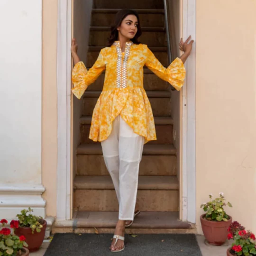 BLOCK PRINTED PLEATED SHIRT