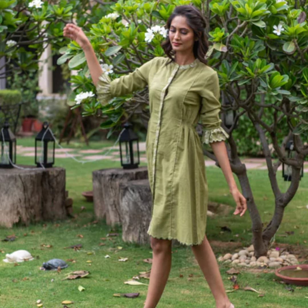 GREEN SHIRT  DRESS