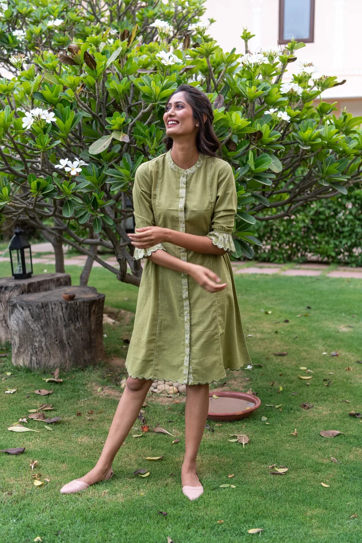 GREEN SHIRT  DRESS