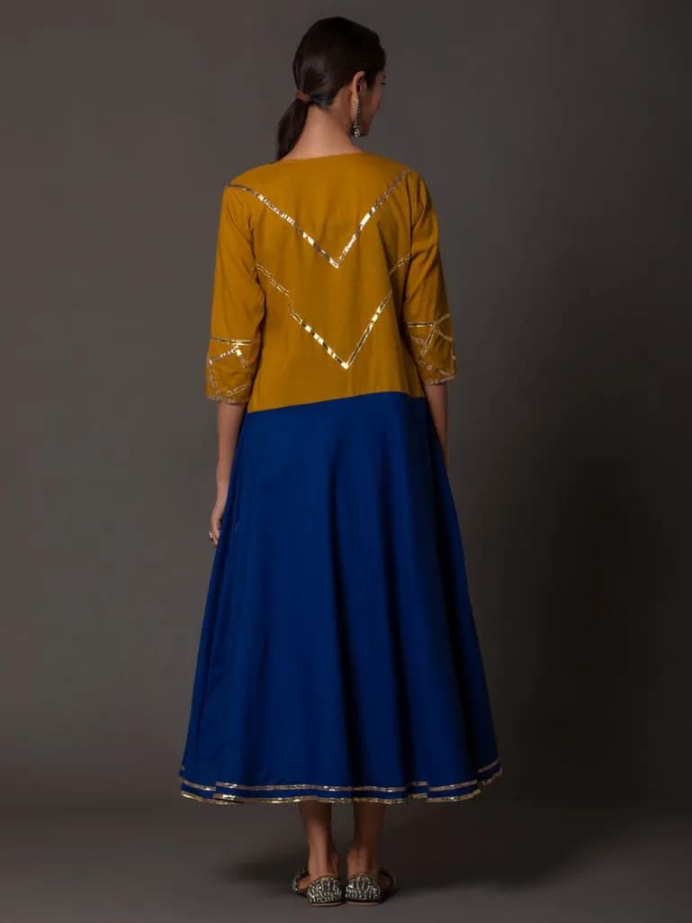 BLUE  COTTON DRESS WITH JACKET