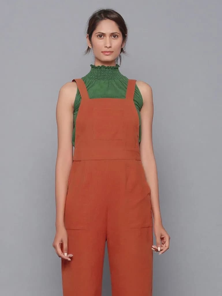 RUST COTTON JUMPSUIT
