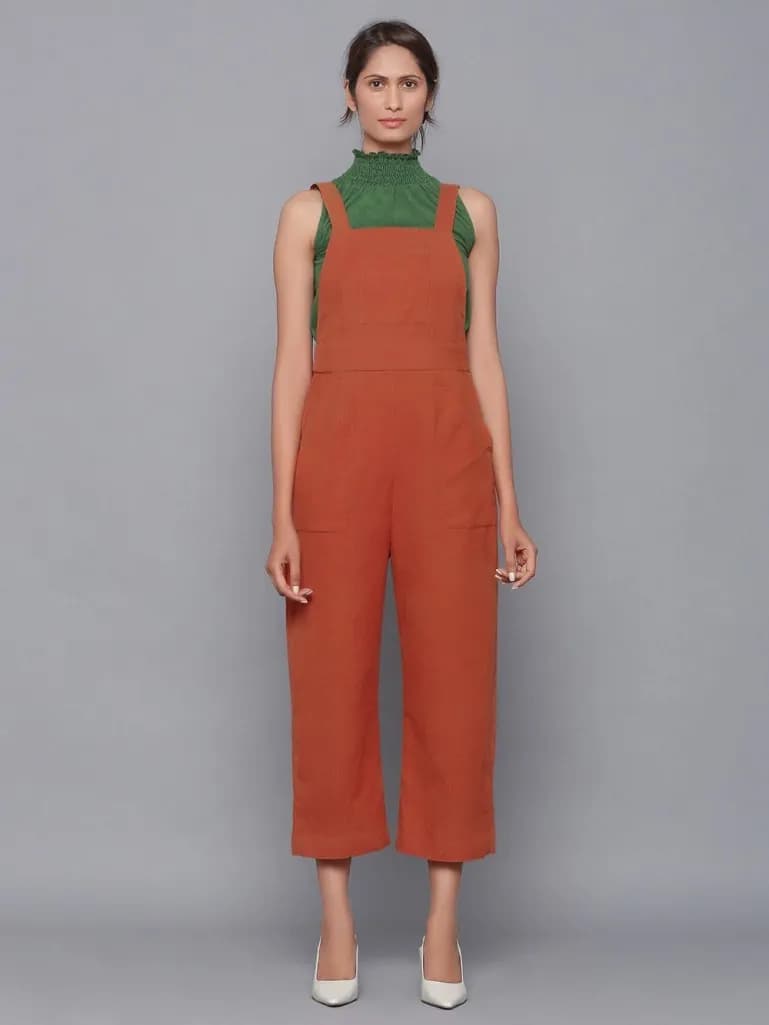 RUST COTTON JUMPSUIT