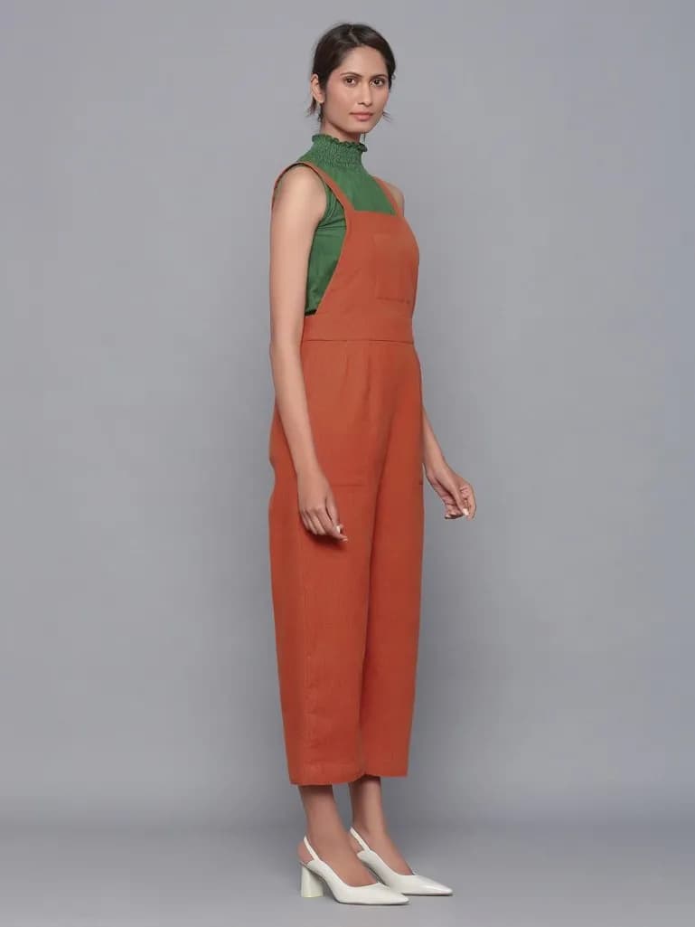 RUST COTTON JUMPSUIT