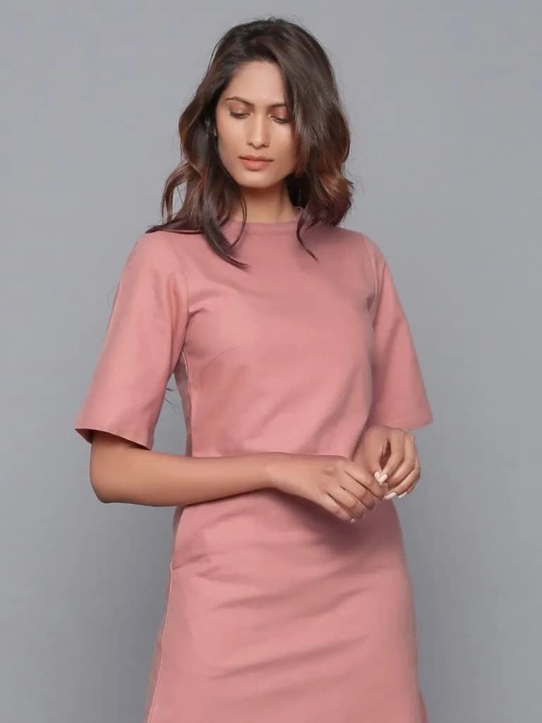 OLD ROSE COTTON FLANNEL DRESS