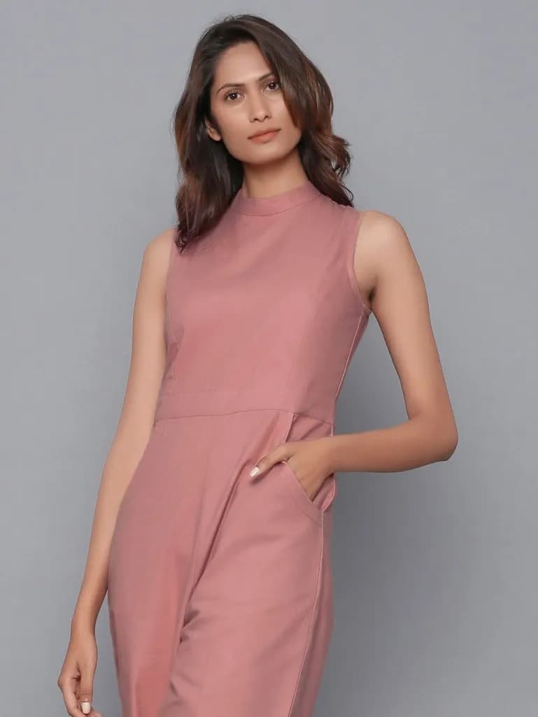 OLD ROSE COTTON FLANNEL JUMPSUIT