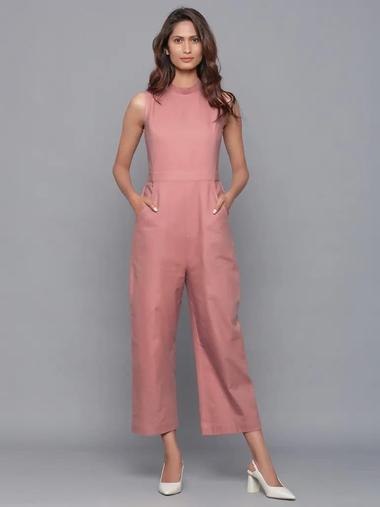 OLD ROSE COTTON FLANNEL JUMPSUIT