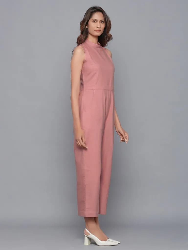 OLD ROSE COTTON FLANNEL JUMPSUIT