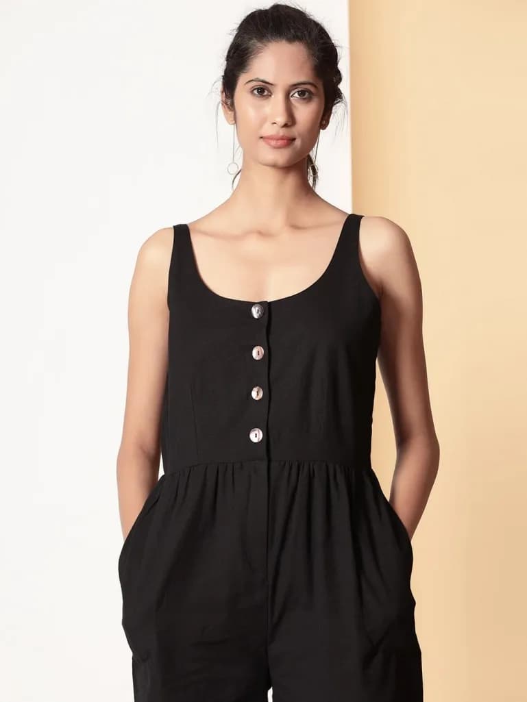 BLACK COTTON JUMPSUIT