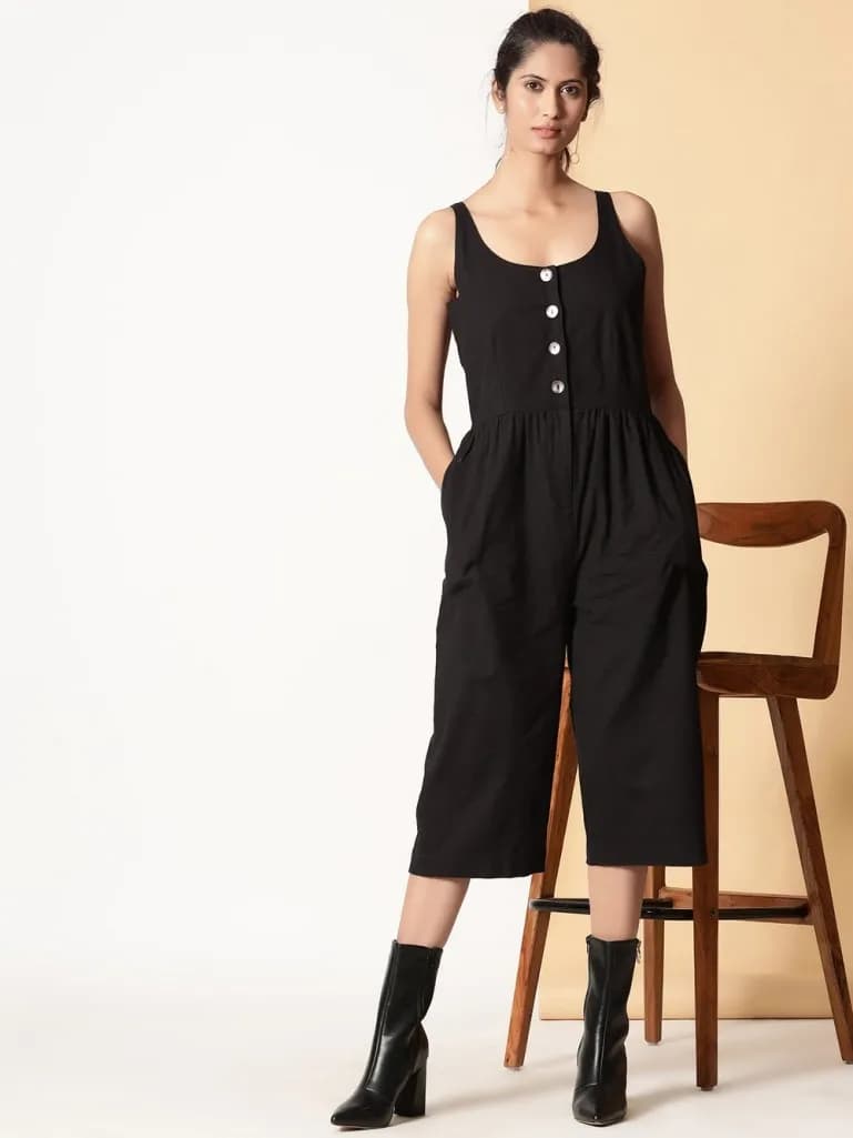 BLACK COTTON JUMPSUIT