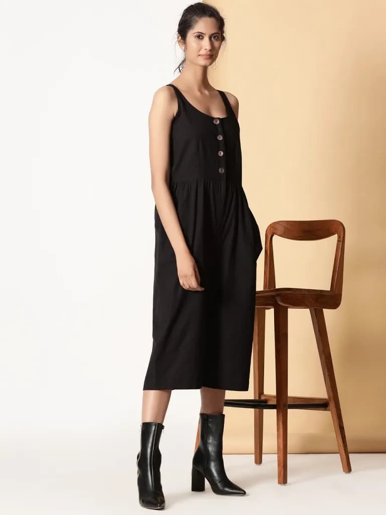 BLACK COTTON JUMPSUIT