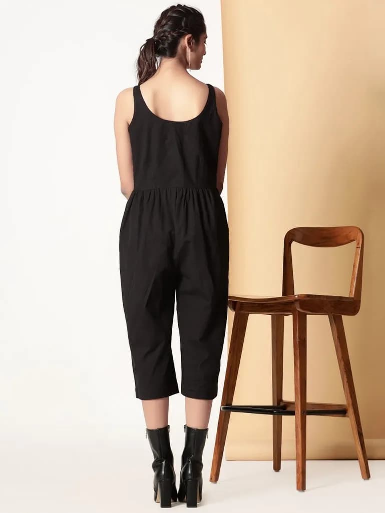 BLACK COTTON JUMPSUIT