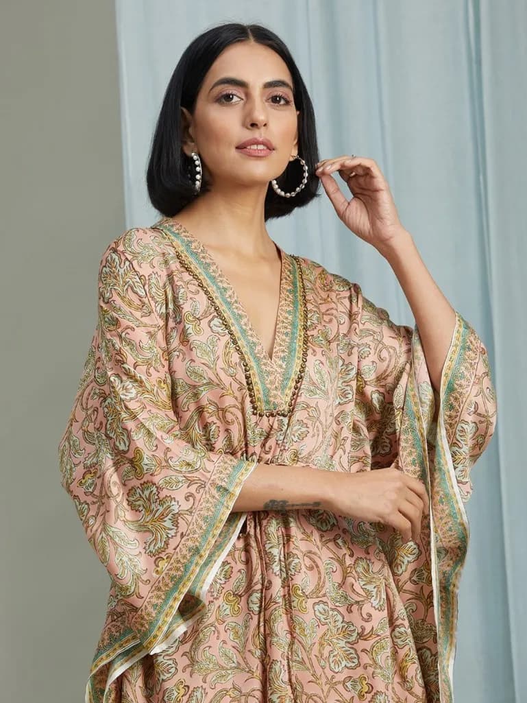 MULTI COLOR HAND BLOCK PRINTED KAFTAN