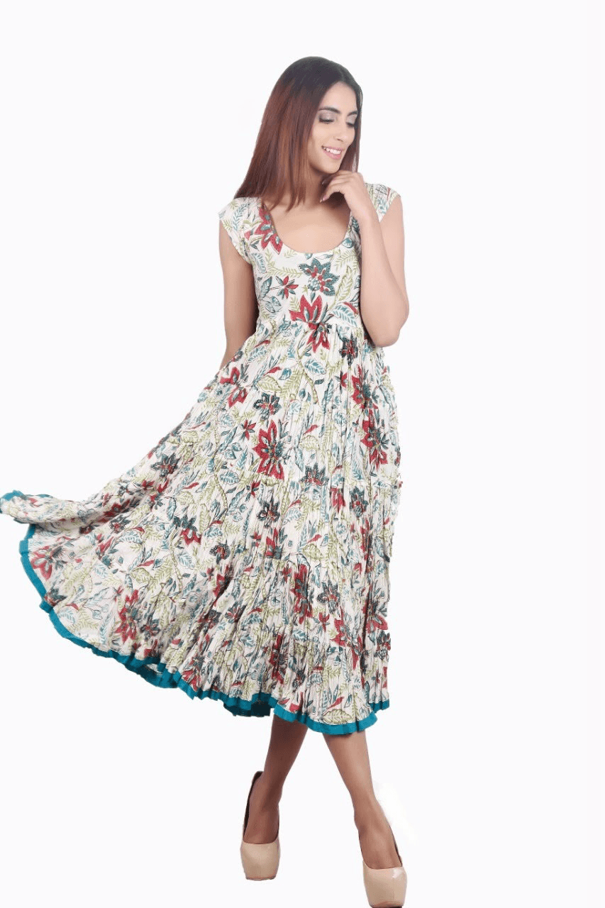 WHITE MULTI TRADITIONAL FLORAL PRINT MAXI DRESS