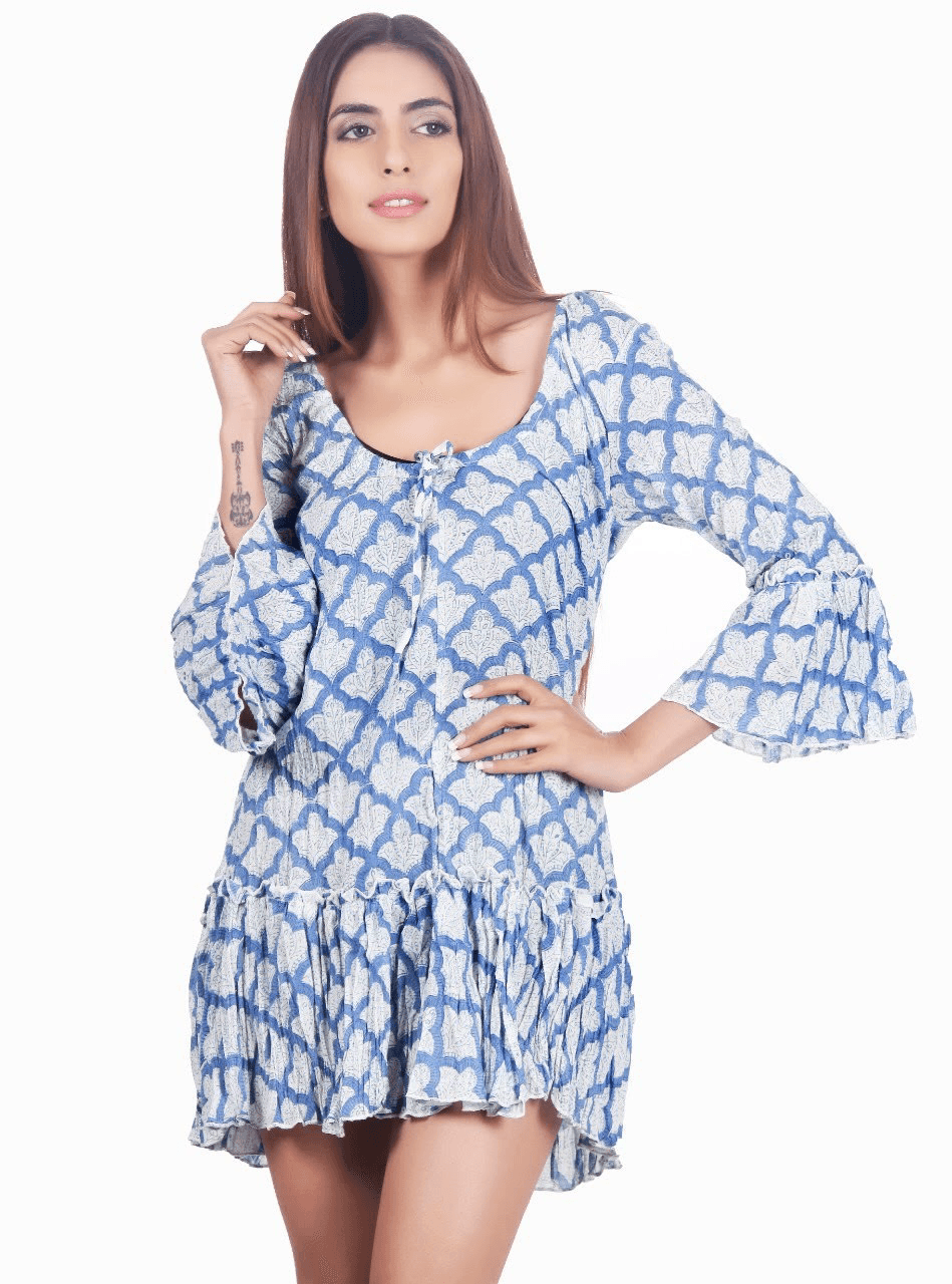 TRADITIONAL PRINT SHORT DRESS