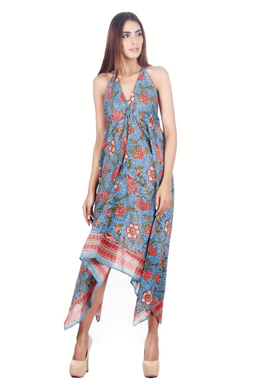 BLUE PRINTED MAXI DRESS