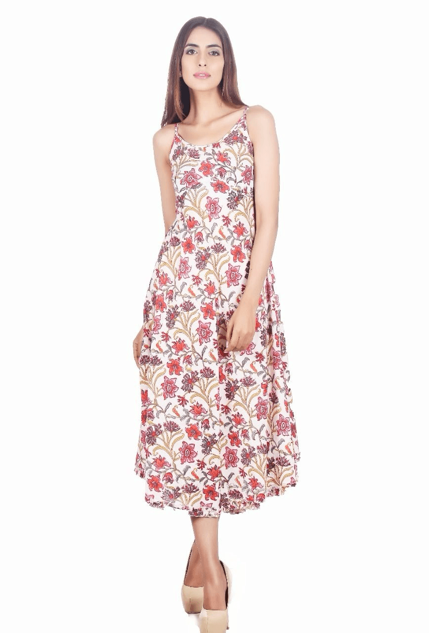 WHITE FLORAL PRINT MAXI DRESS