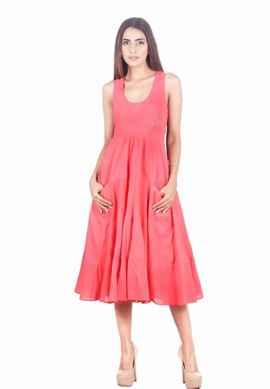 COTTON TIRED DRESS WITH POCKET