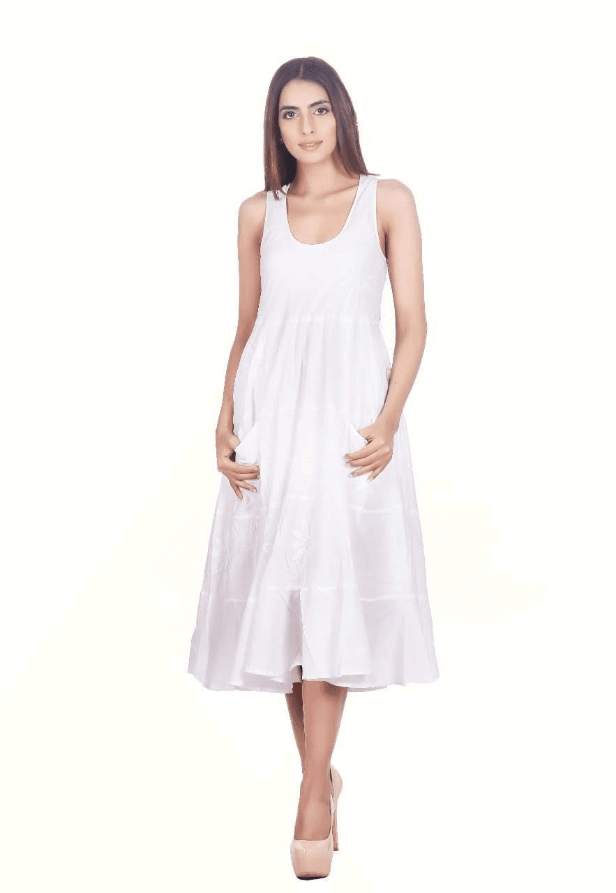 COTTON TIRED DRESS WITH POCKET
