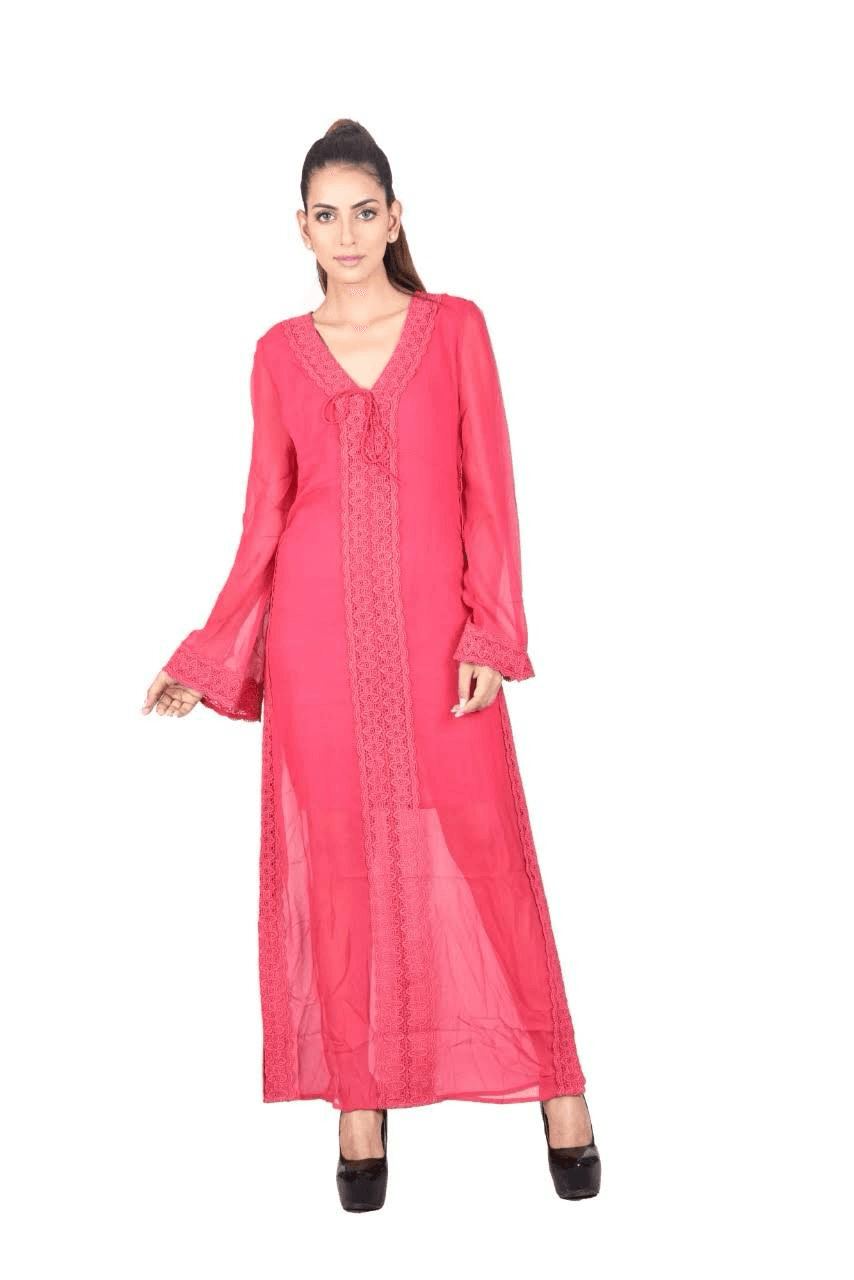 RED EMBROIDERED ORGANZA KAFTAN