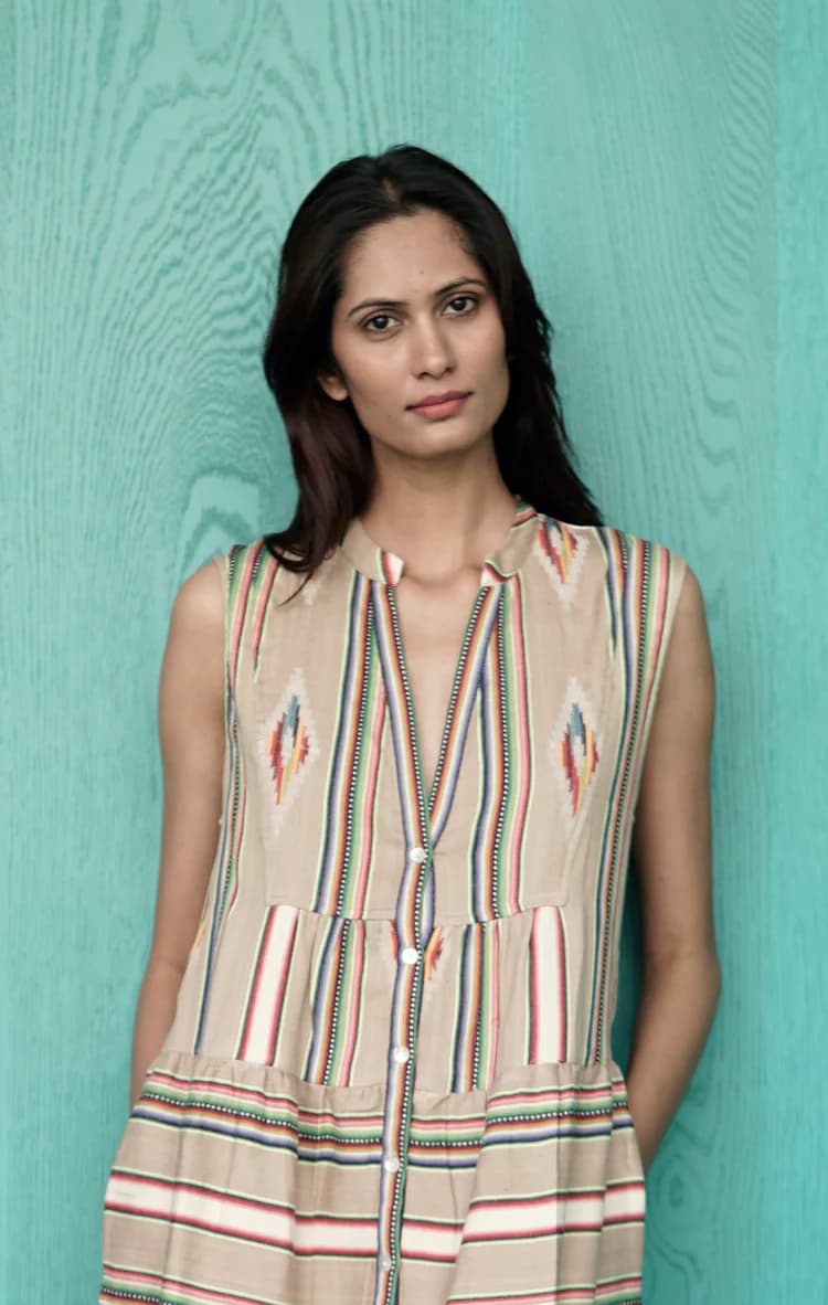 COTTON NAVAHO PRINTED SUMMER MAXI DRESS