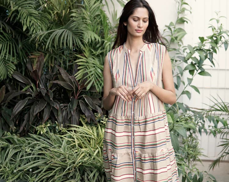 COTTON NAVAHO PRINTED SUMMER MAXI DRESS