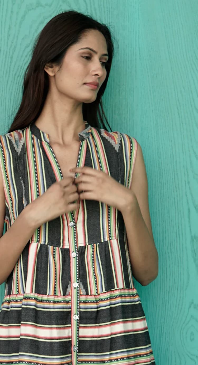 COTTON NAVAHO PRINTED SUMMER MAXI DRESS