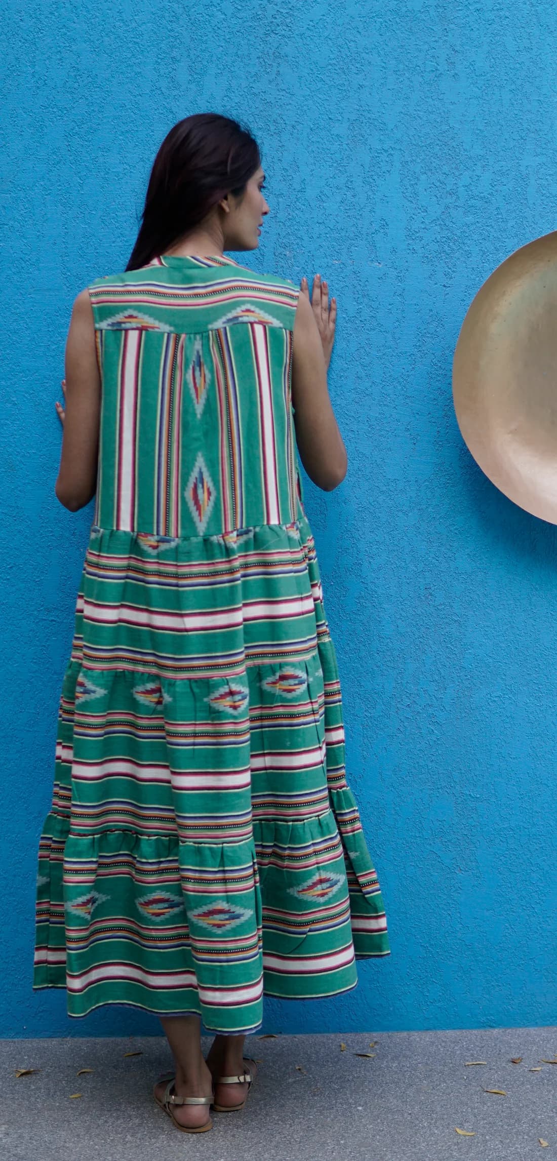 COTTON NAVAHO PRINTED SUMMER MAXI DRESS