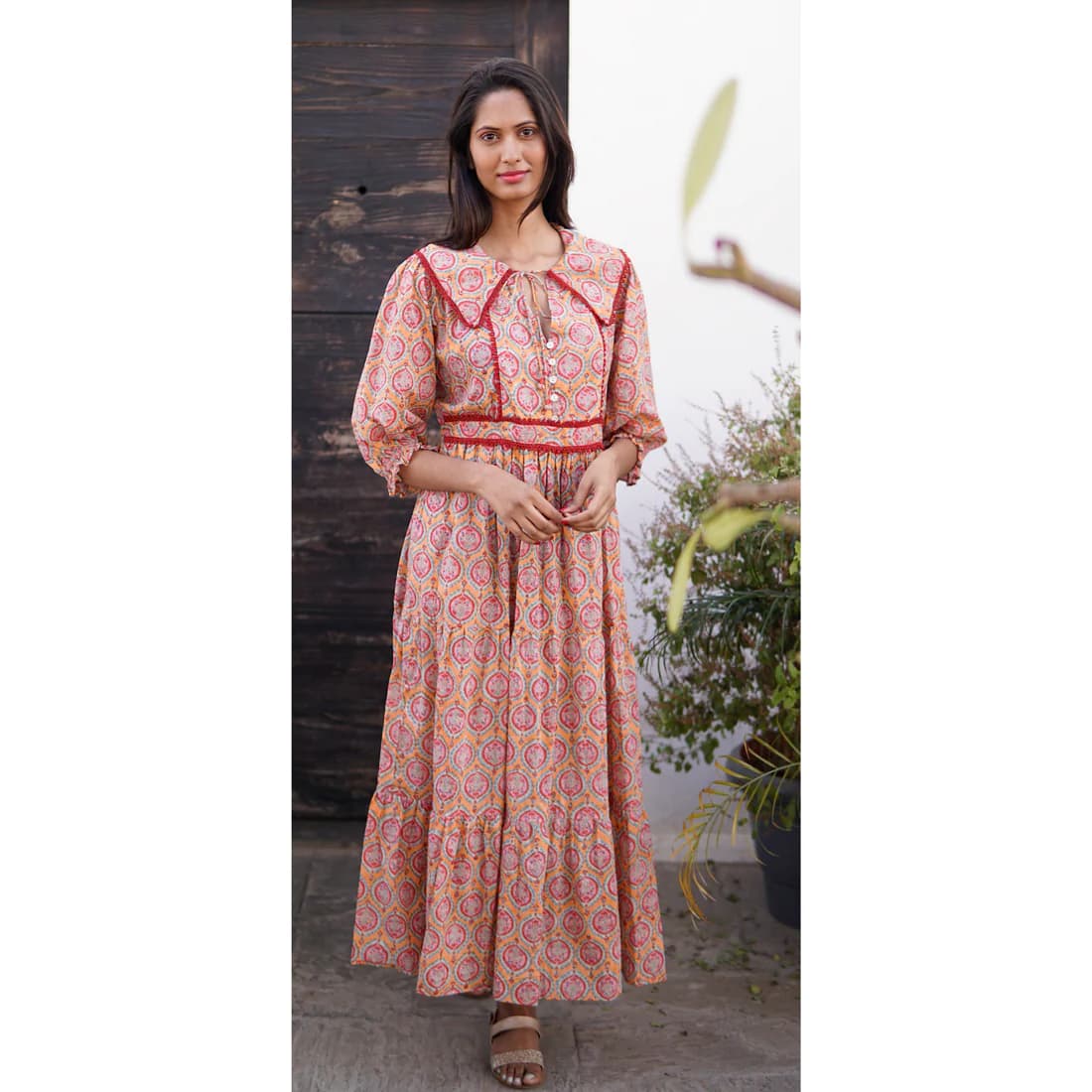 BLOCK PRINTED COTTON SUMMER MAXI DRESS