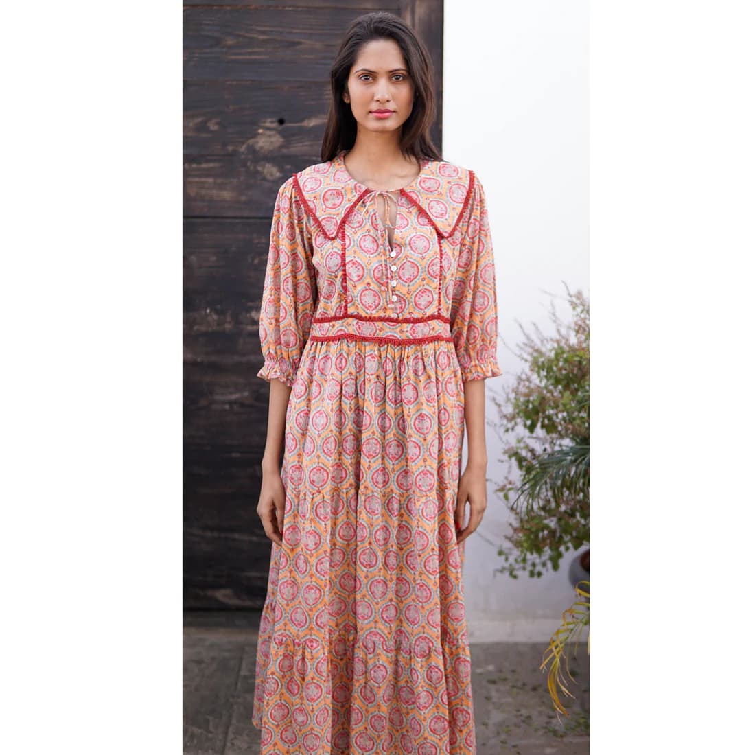 BLOCK PRINTED COTTON SUMMER MAXI DRESS