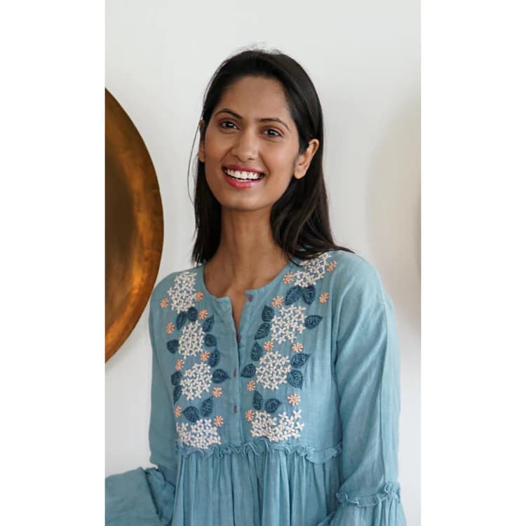 LIGHT BLUE LINEN SUMMER BEACH DRESS