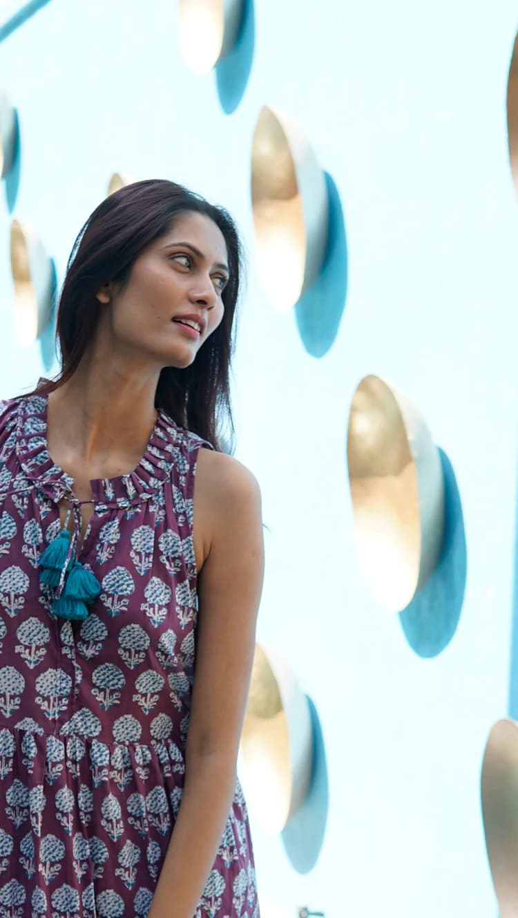 COTTON PRINTED SUMMER BEACH MAXI DRESS