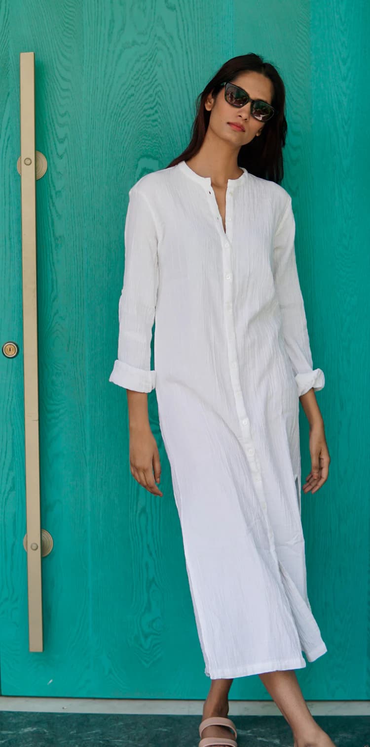 WHITE COTTON SUMMER BEACH KAFTAN