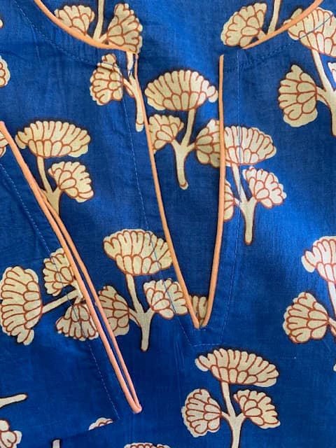 COTTON PRINTED V NECK BEACH KAFTAN