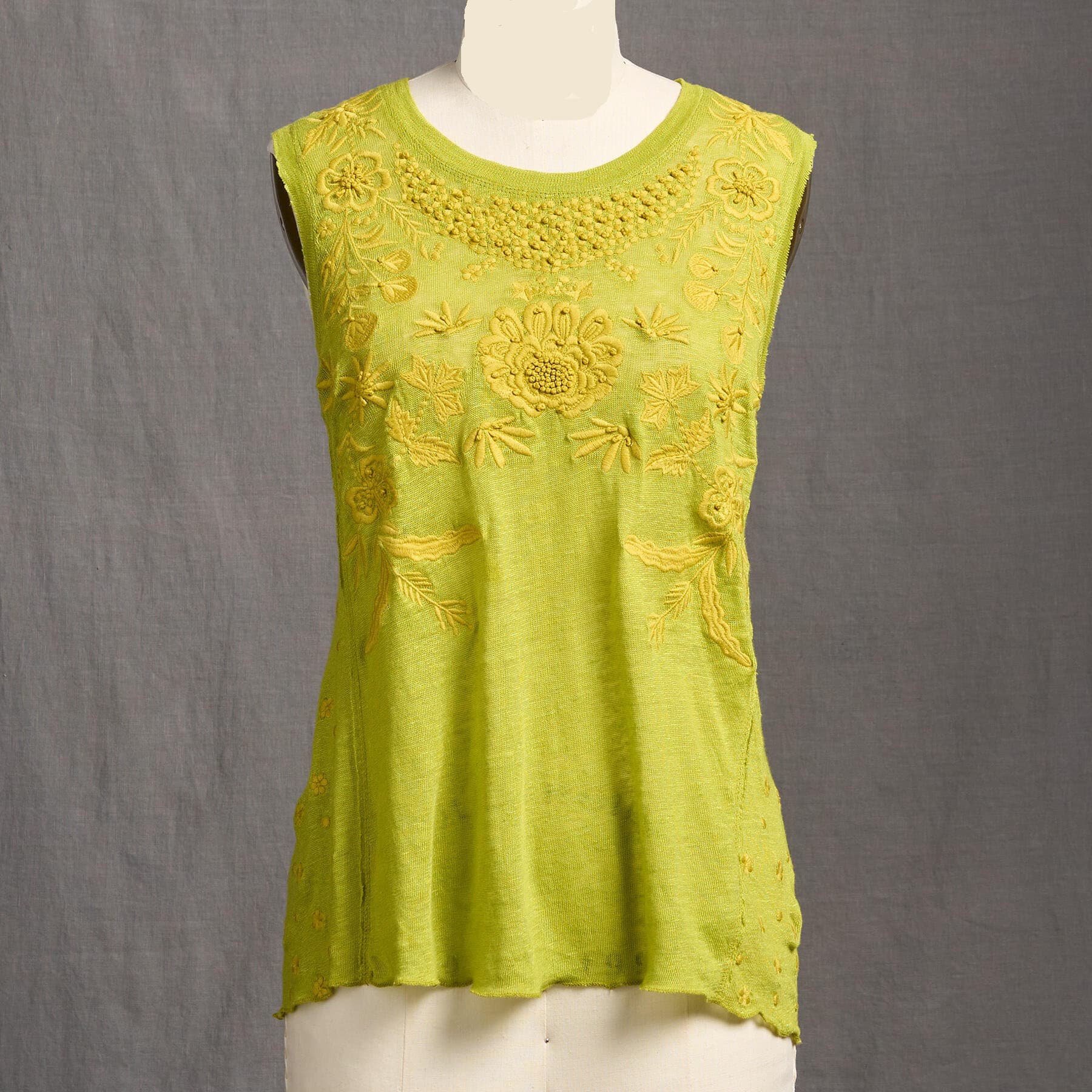 LIME GREEN EMBROIDERY TANK TOP