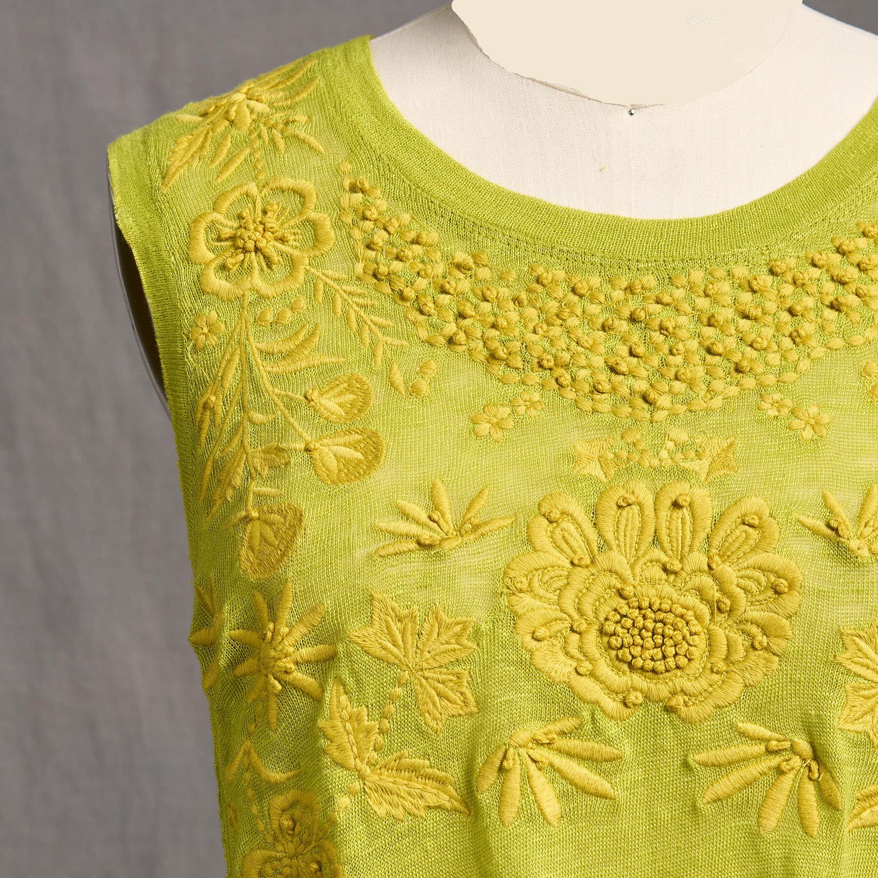 LIME GREEN EMBROIDERY TANK TOP