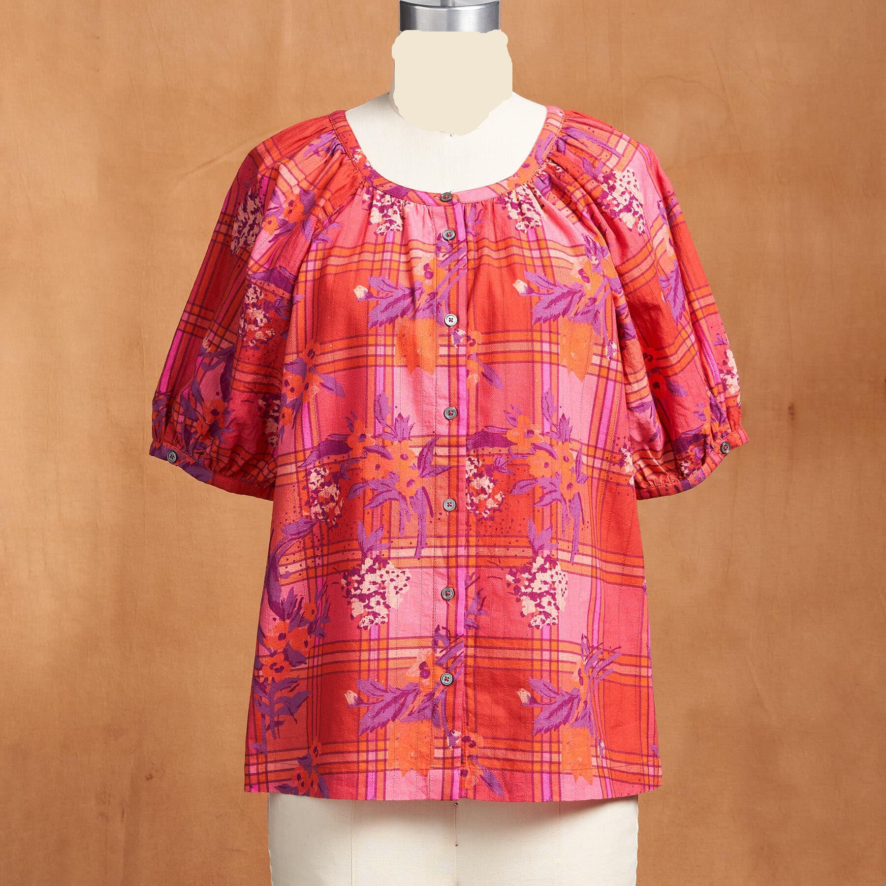RED FLOWER PRINTED COTTON TOP