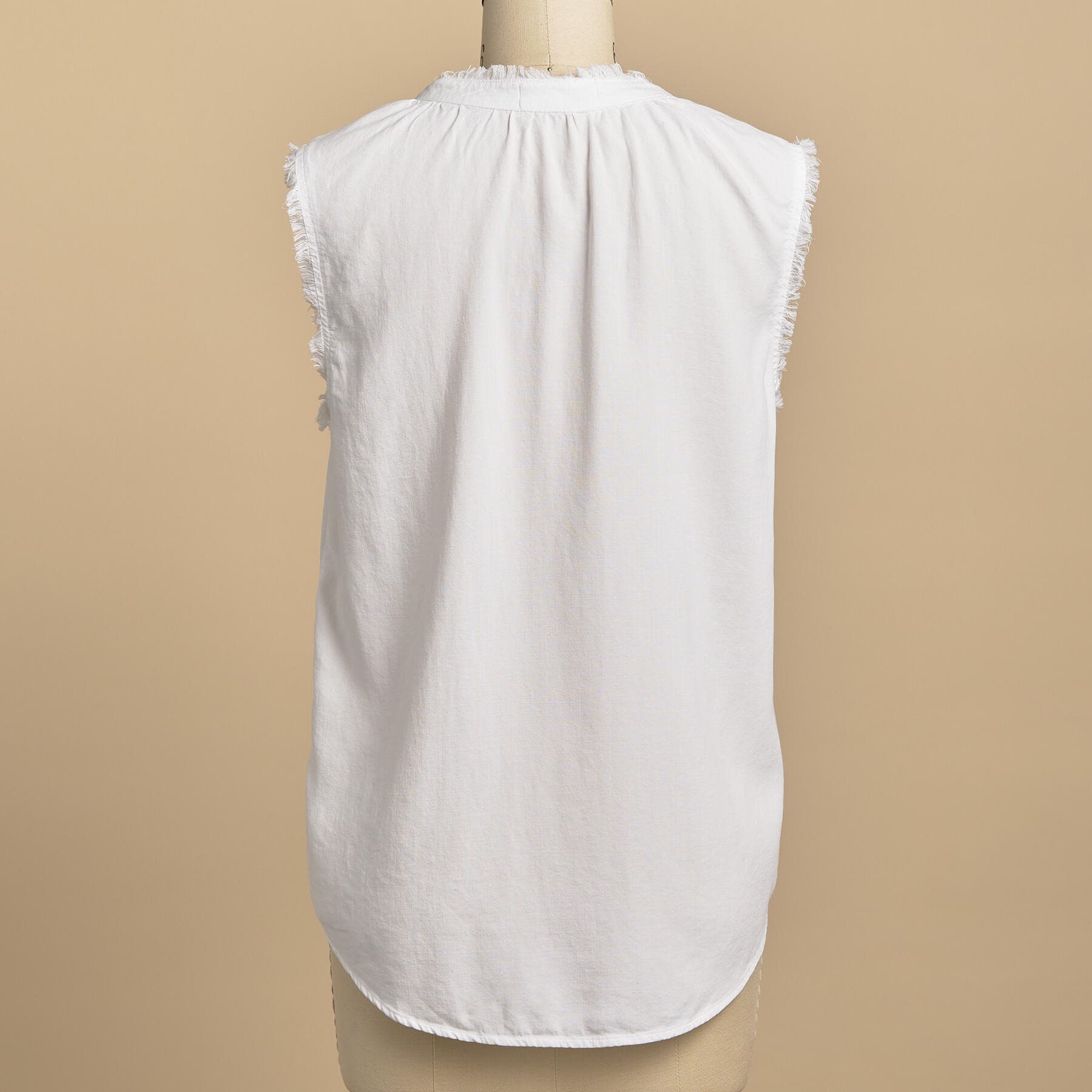 WHITE FRAYED TANK TOP