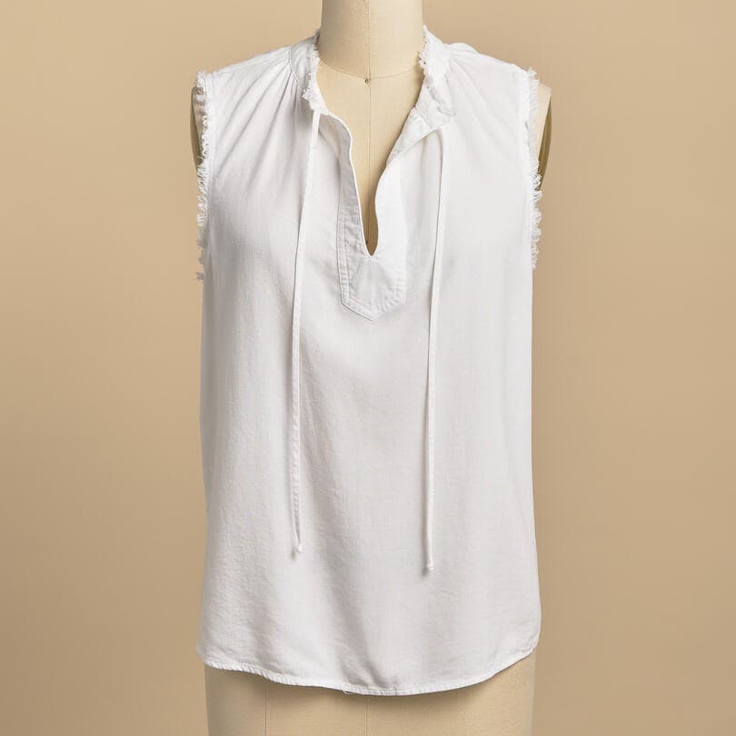 WHITE FRAYED TANK TOP