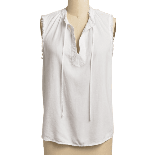 WHITE FRAYED TANK TOP