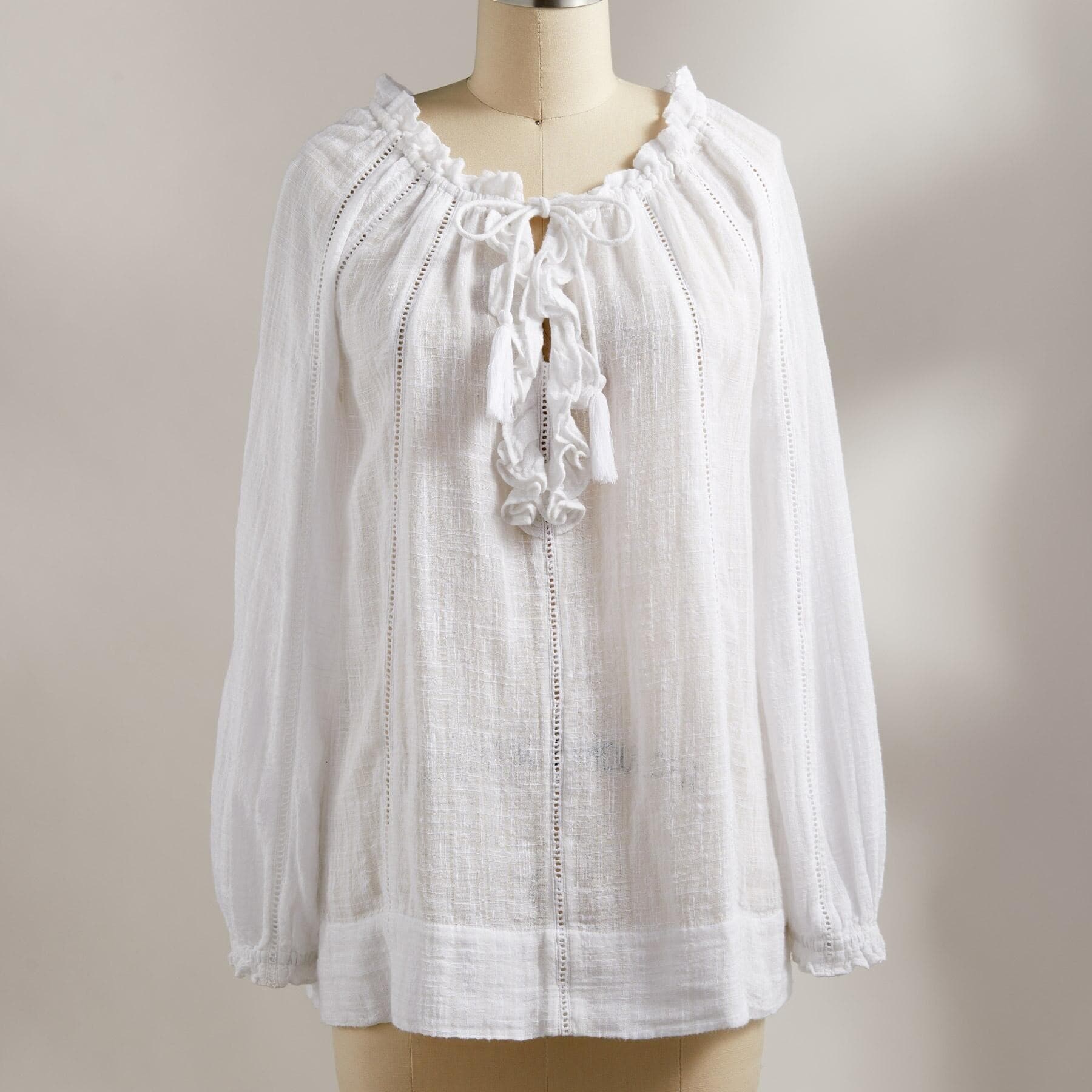 WHITE RUFFLE NECK TOP