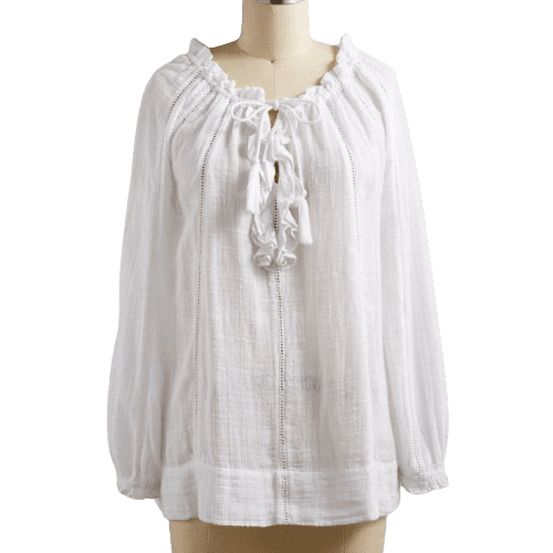 WHITE RUFFLE NECK TOP
