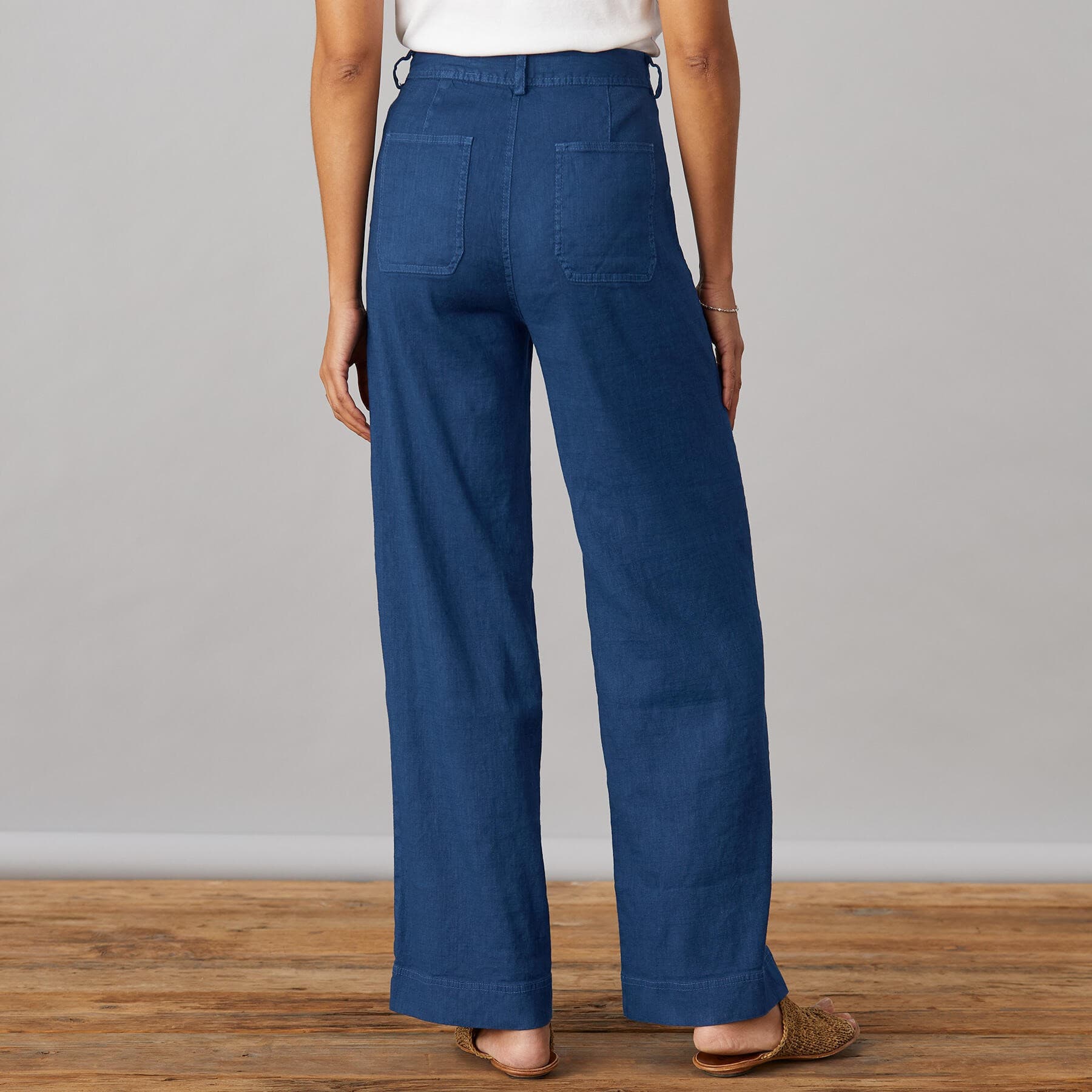 NAVY WIDE LEG COTTON PANT