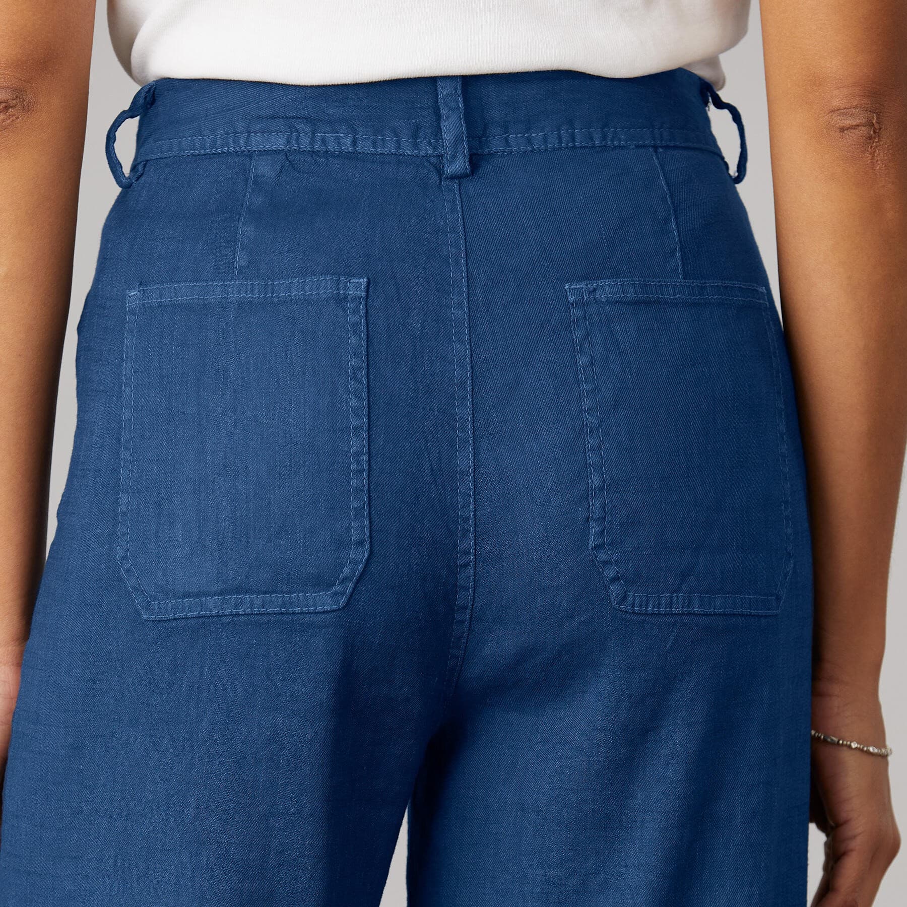 NAVY WIDE LEG COTTON PANT